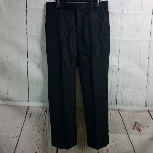 Custom Made 39S 2 Button Black Glittering Pinstripe 2pc Suit 33x29 Flat Front - Picture 8 of 12